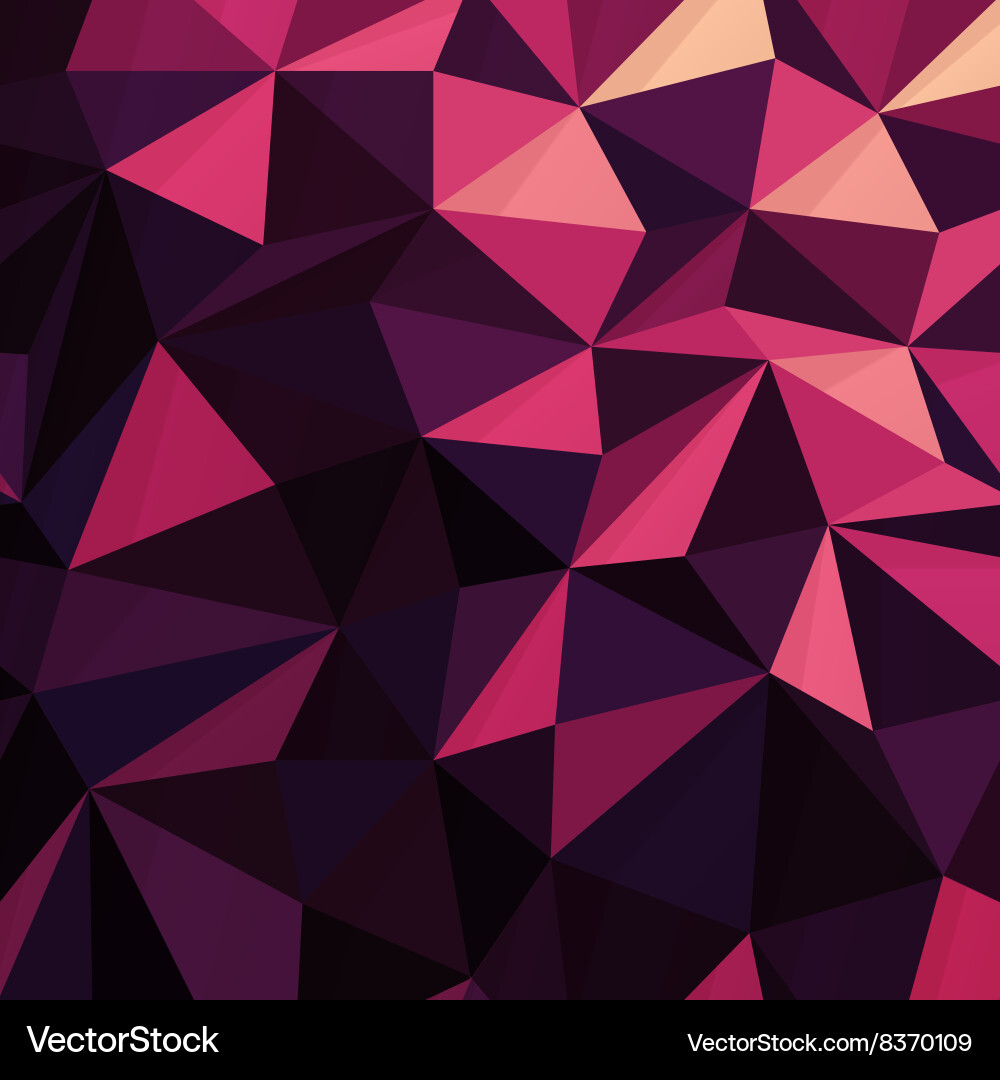 Triangular low poly dark pink pattern vector image