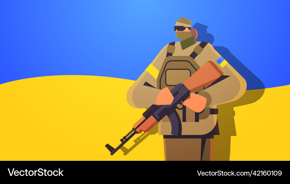 Ukrainian soldier in full body armor special Ukrainian soldier in full body armor special vector image
