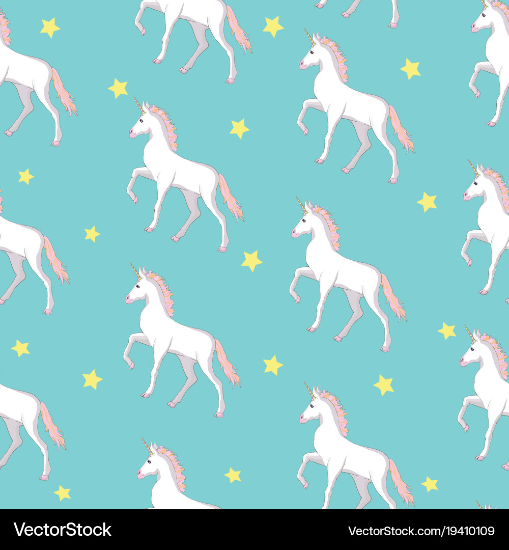 Unicorn and rainbow seamless pattern isolated vector image