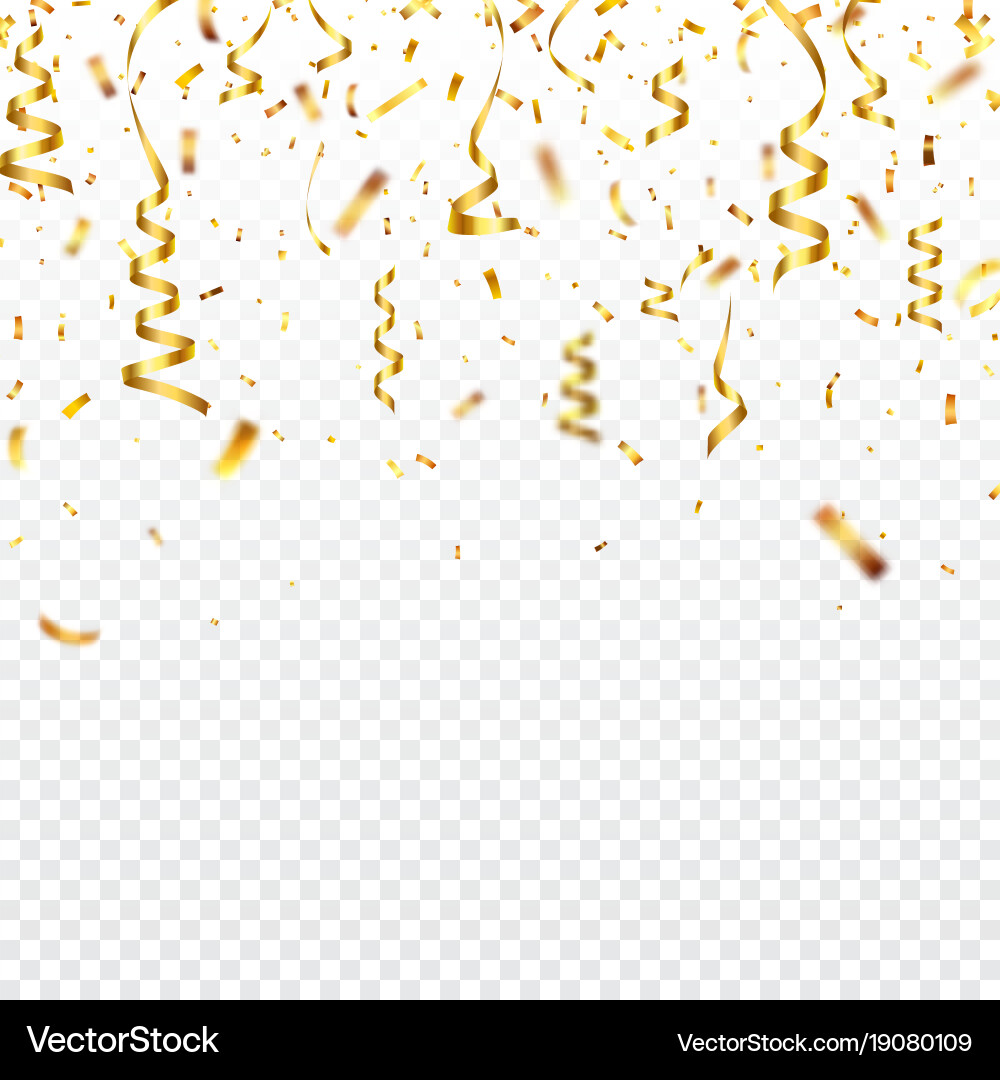 Weihnachtsgold Konfetti mit Band fallen Vektorbild