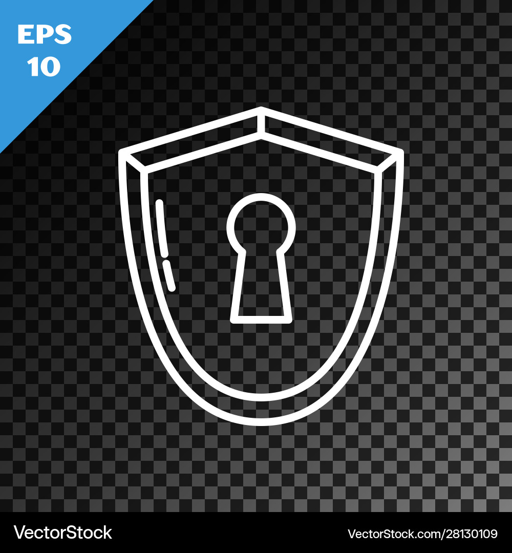 White line shield with keyhole icon isolated White line shield with keyhole icon isolated vector image