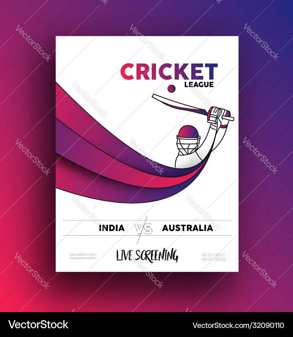 Abstract colorful pattern with batsman and bowler vector image