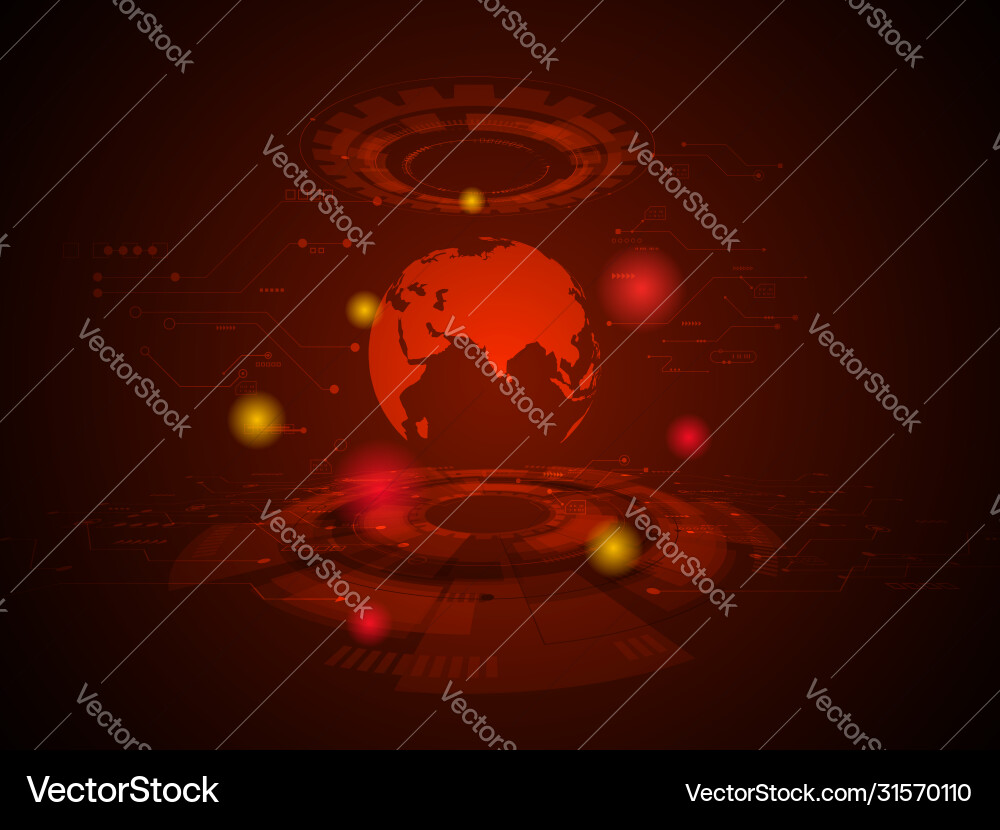 Abstract technology circuits in red background Abstract technology circuits in red background vector image