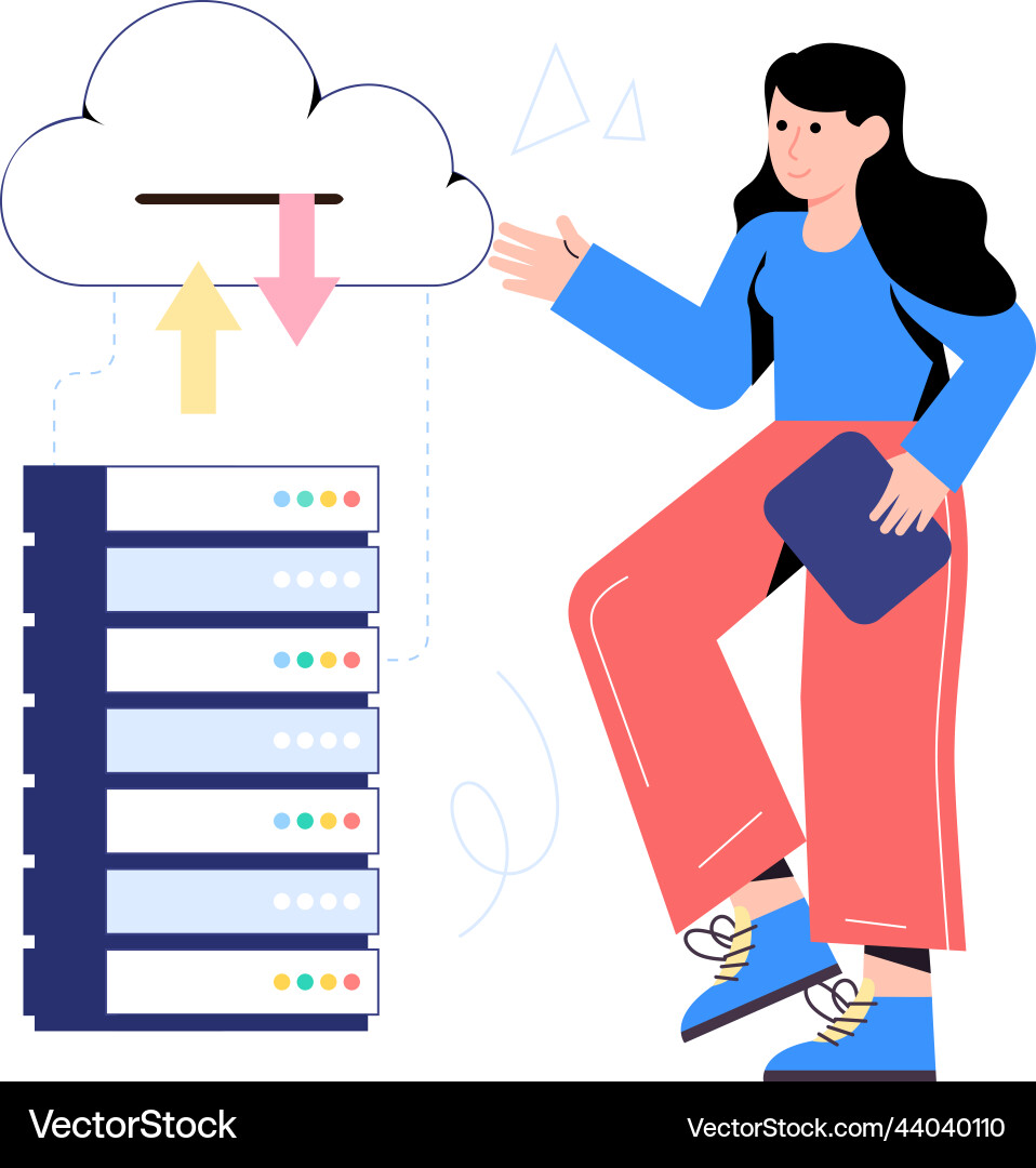 An of server hosting flat design vector image