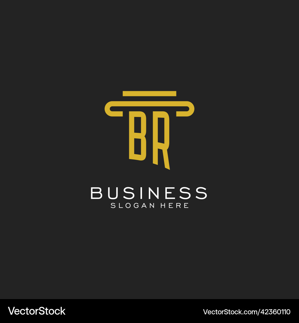 Br initial logo with simple pillar style design Br initial logo with simple pillar style design Vector Image