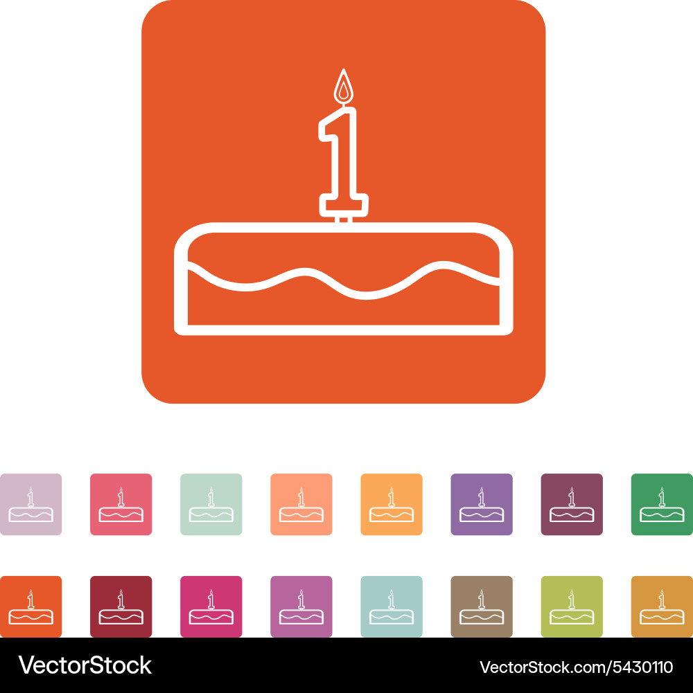 Cake with candles in the form of number 1 icon vector image
