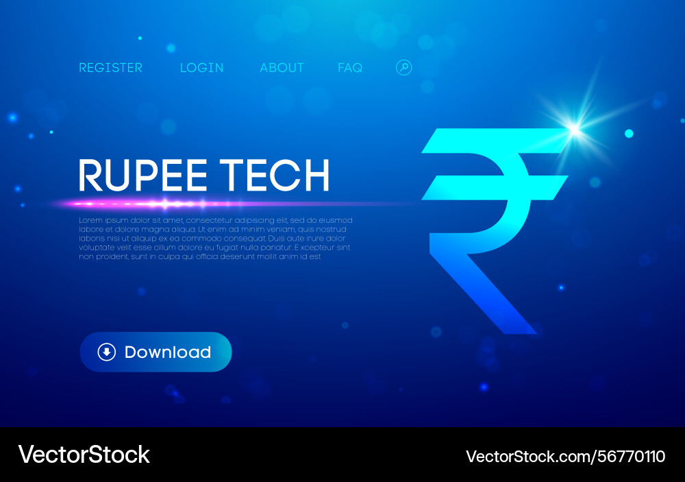 Digital rupee technology interface with glowing Digital rupee technology interface with glowing vector image