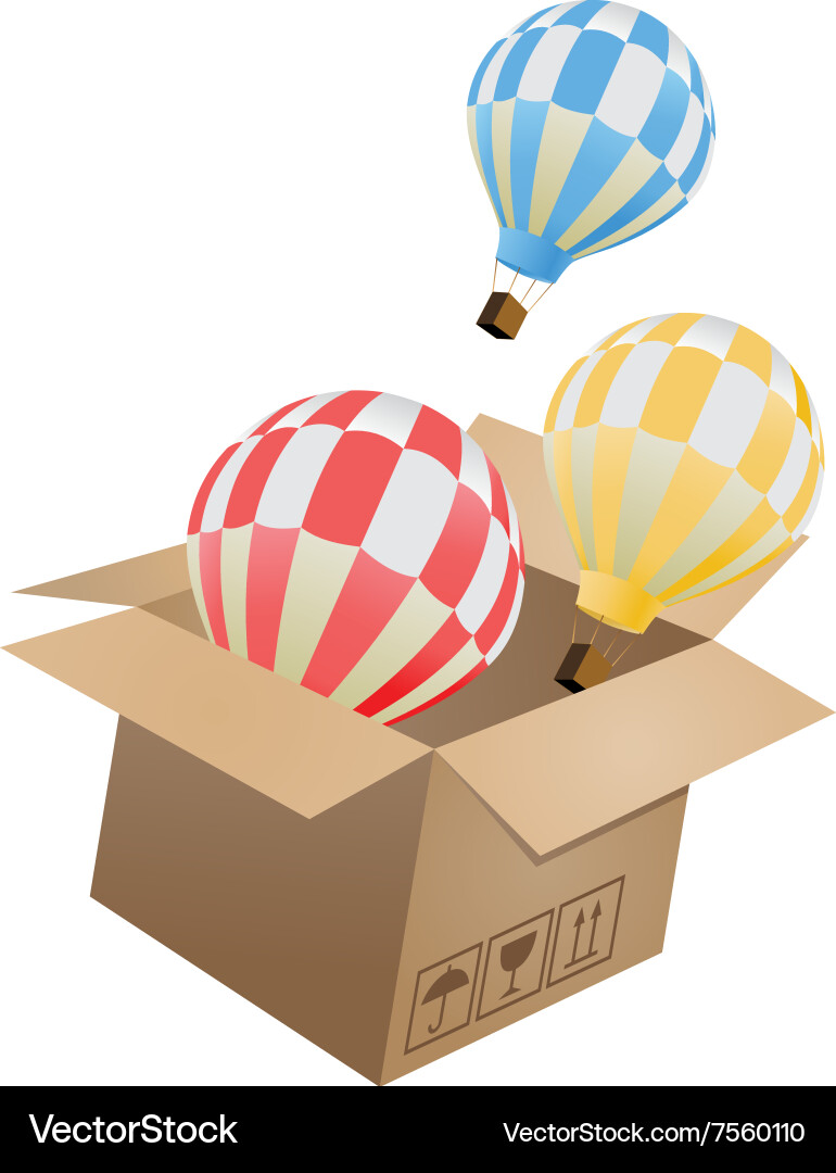 Flying object in carton box-03 vector image