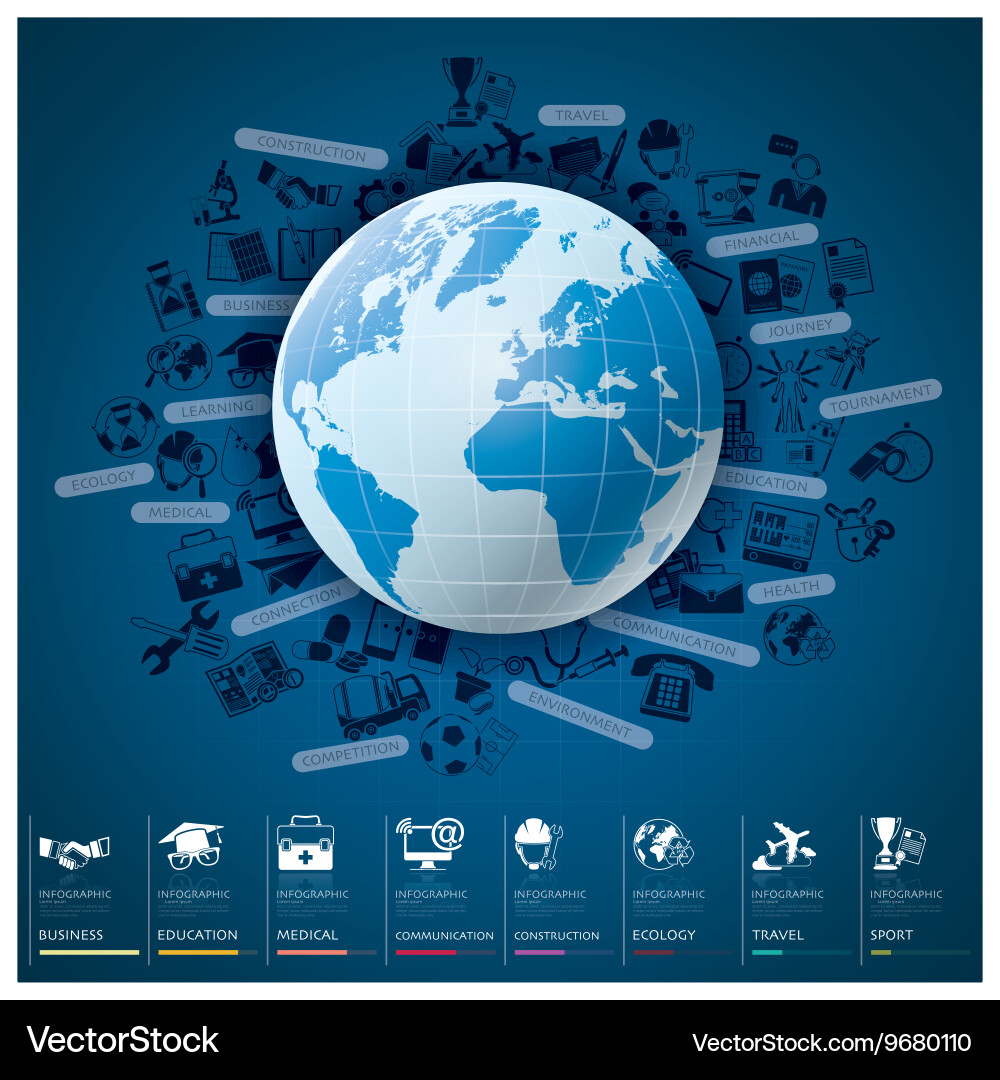 Global index infographic with icon set chart Vector Image