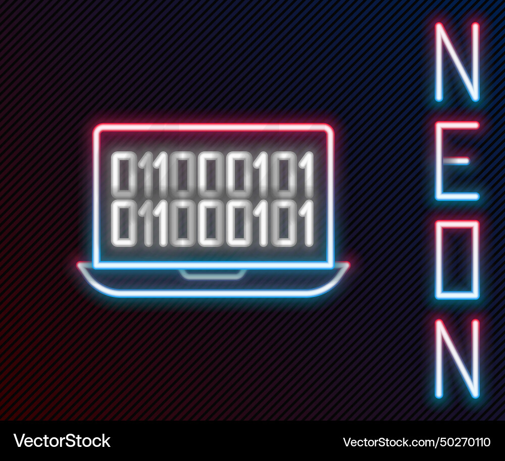 Glowing neon line binary code icon isolated Glowing neon line binary code icon isolated vector image