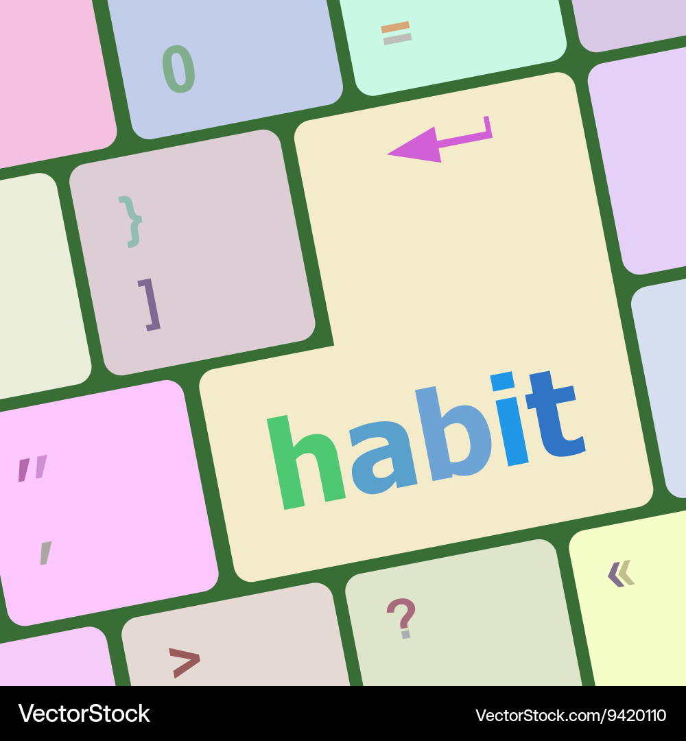 Habit word on computer pc keyboard key vector image