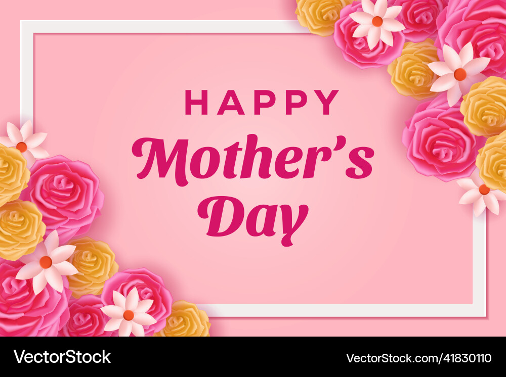 Happy Mothers Tag Hintergrund mit Blumen und Rahmen Happy Mothers Tag Hintergrund mit Blumen und Rahmen vektorbild