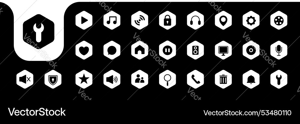 Hexagonal icon set collection design Hexagonal icon set collection design Vector Image