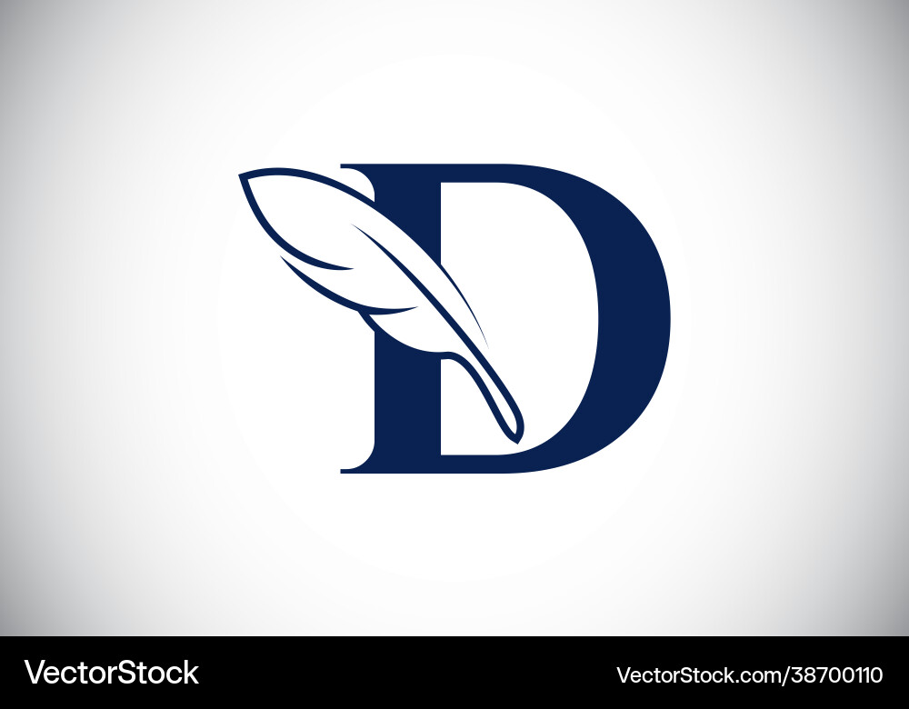 Initial d monogram alphabet with a feather font Initial d monogram alphabet with a feather font Vector Image