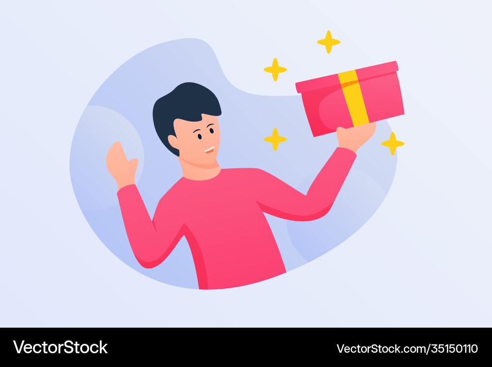 Man received shipping box ordered with happy Man received shipping box ordered with happy vector image