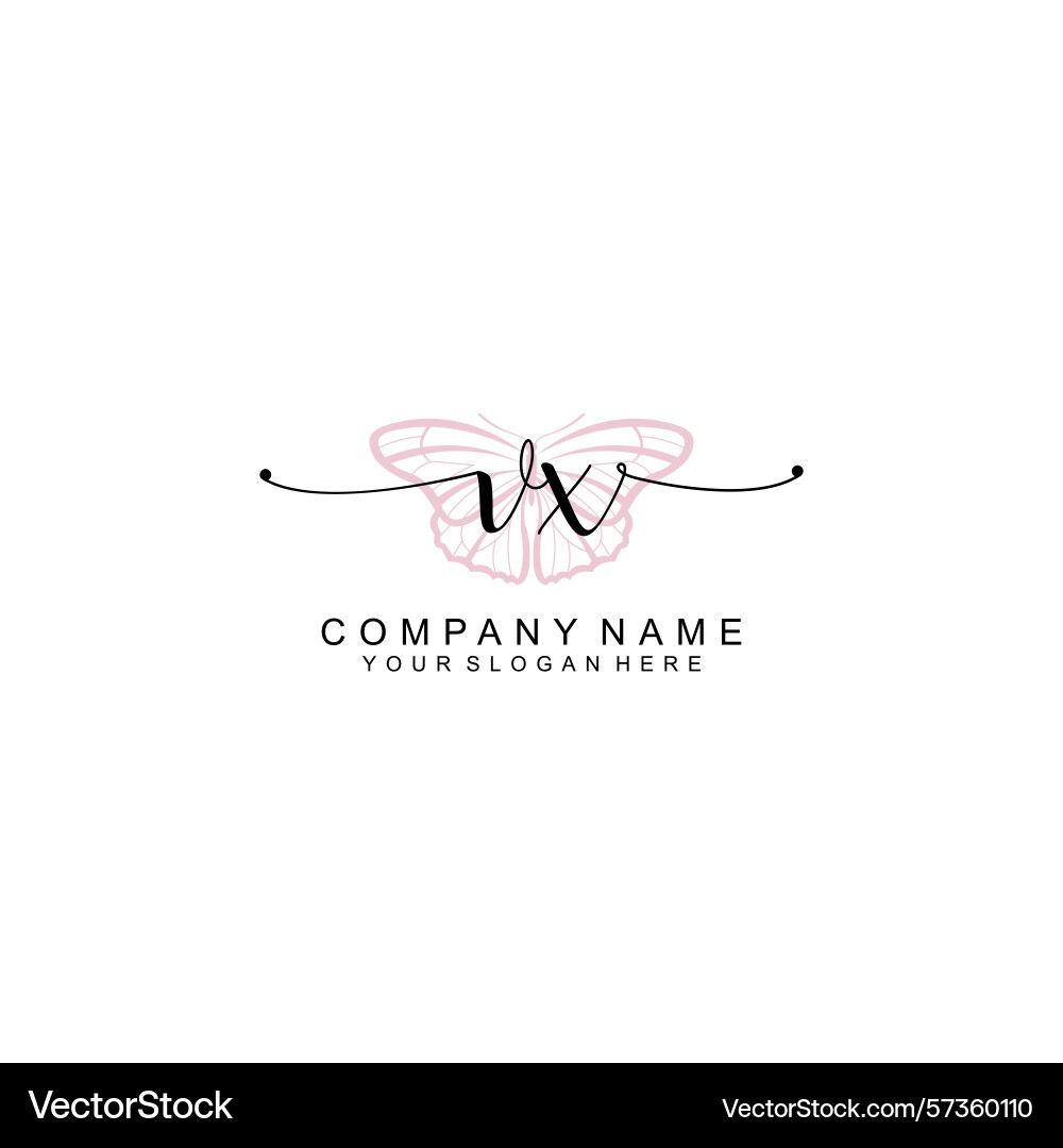 Minimalist handwritten vx initial logos with soft Vector Image