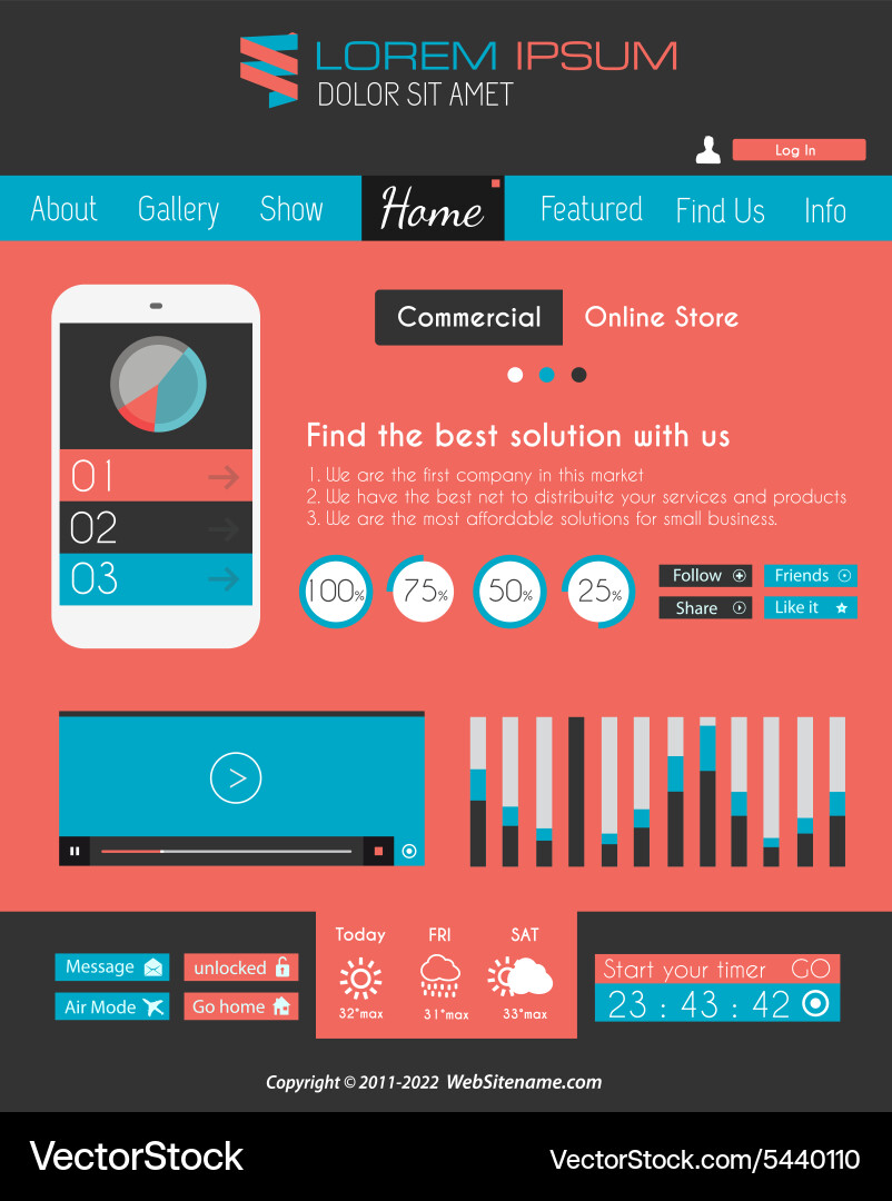 Modern flat style ui interface designs Vector Image