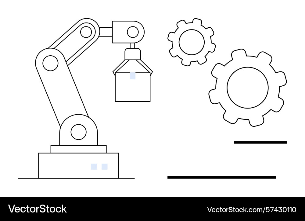 Robotic arm with gears representing automation Robotic arm with gears representing automation vector image
