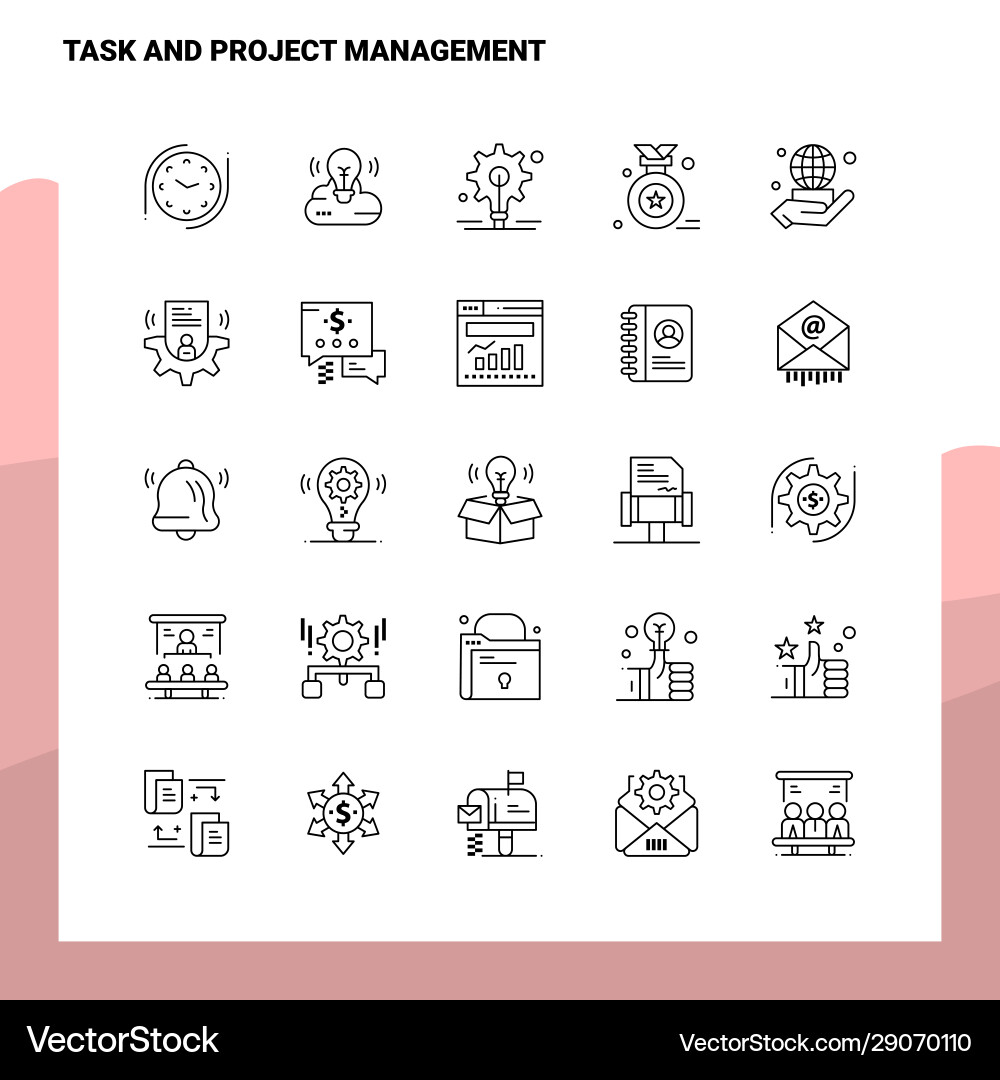 Set task and project management line icon Set task and project management line icon vector image