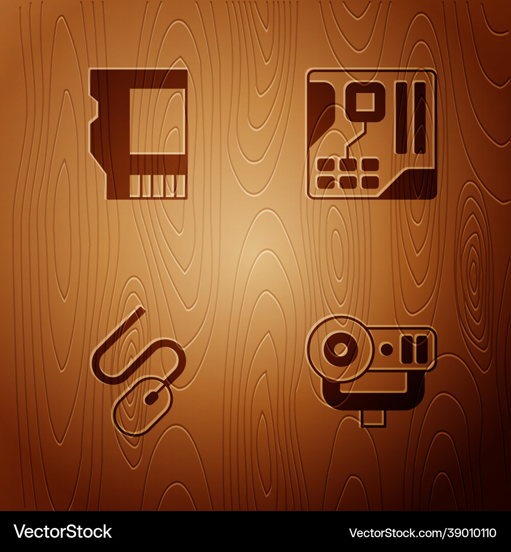 Set web camera sd card computer mouse Set web camera sd card computer mouse vector image