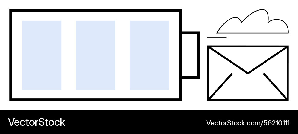 Battery and envelope representing energy-efficient Battery and envelope representing energy-efficient vector image