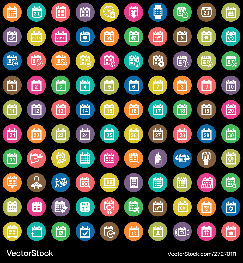 Calendar 100 icons universal set for web and ui Vector Image