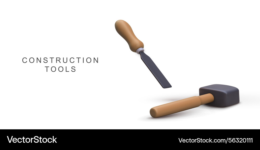 Construction tools featuring hammer and chisel Construction tools featuring hammer and chisel vector image