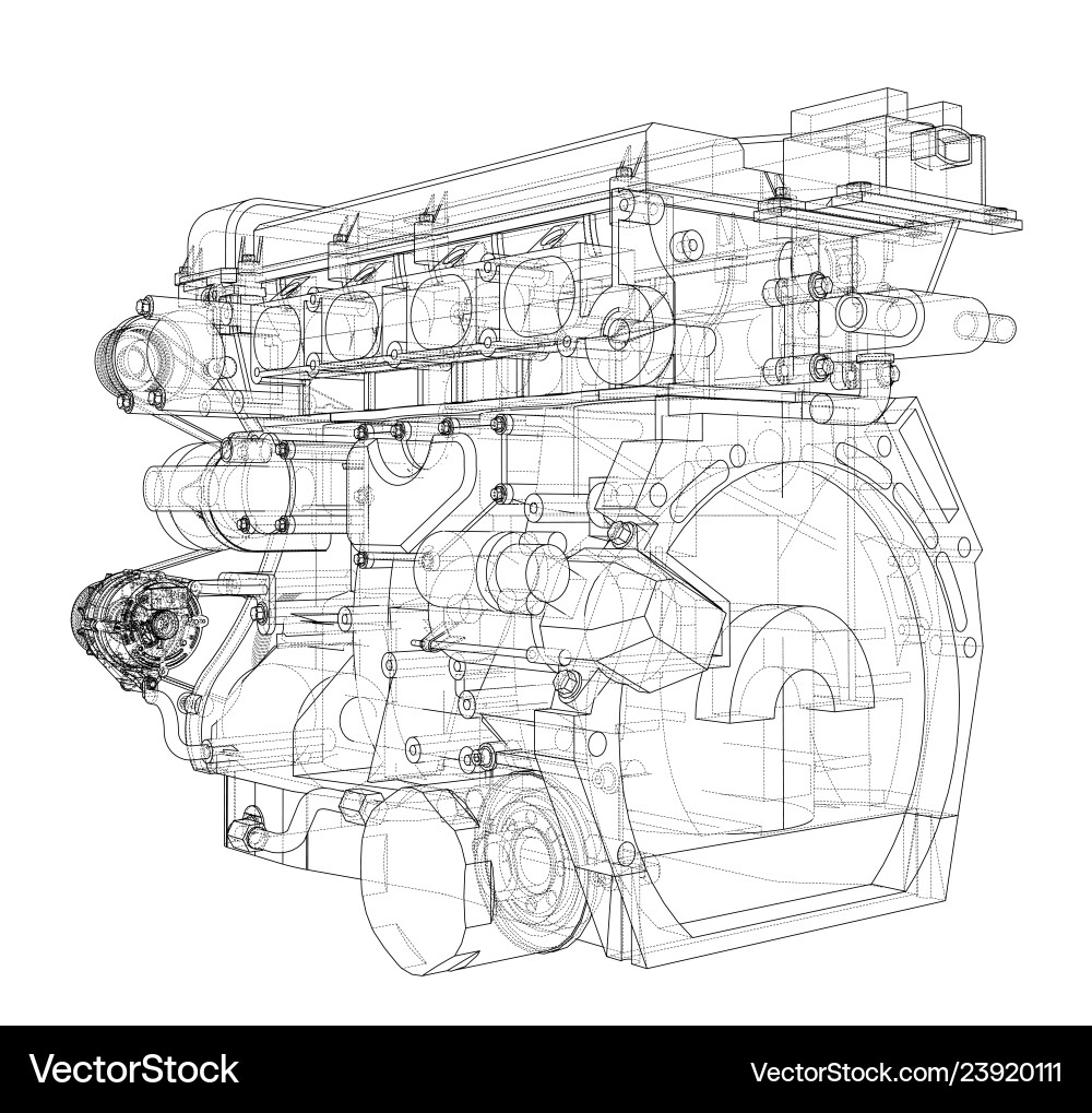 Engine Blueprint Rendering vector image