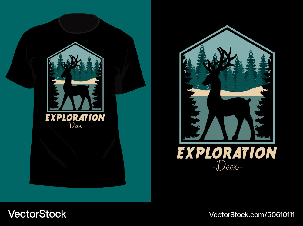 Exploration deer t shirt design retro vintage Exploration deer t shirt design retro vintage vector image