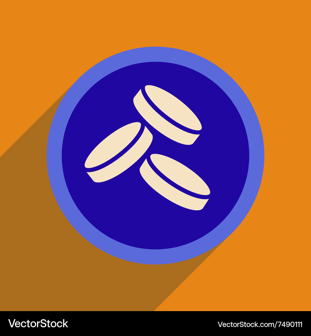 Flat web icon with long shadow coins vector image
