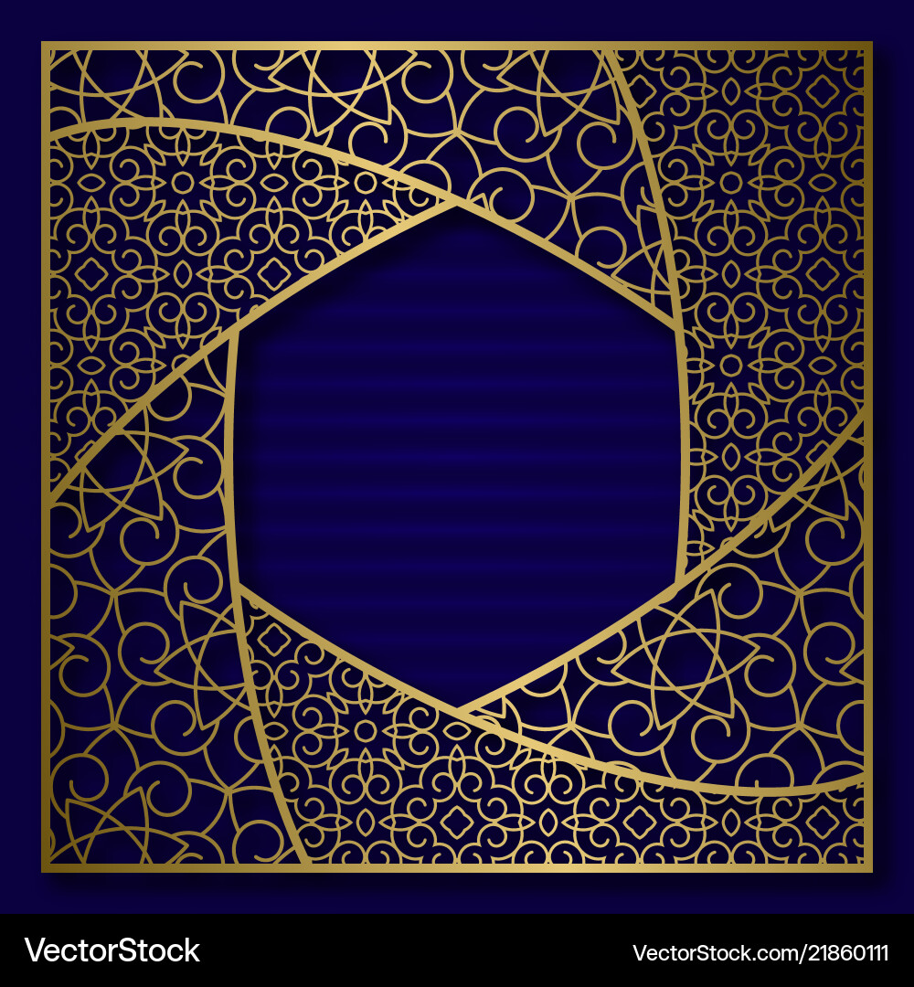 Golden cover background frame in hexagonal form Golden cover background frame in hexagonal form vector image