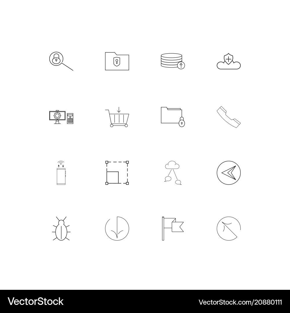 Internet technologies linear thin icons set vector image