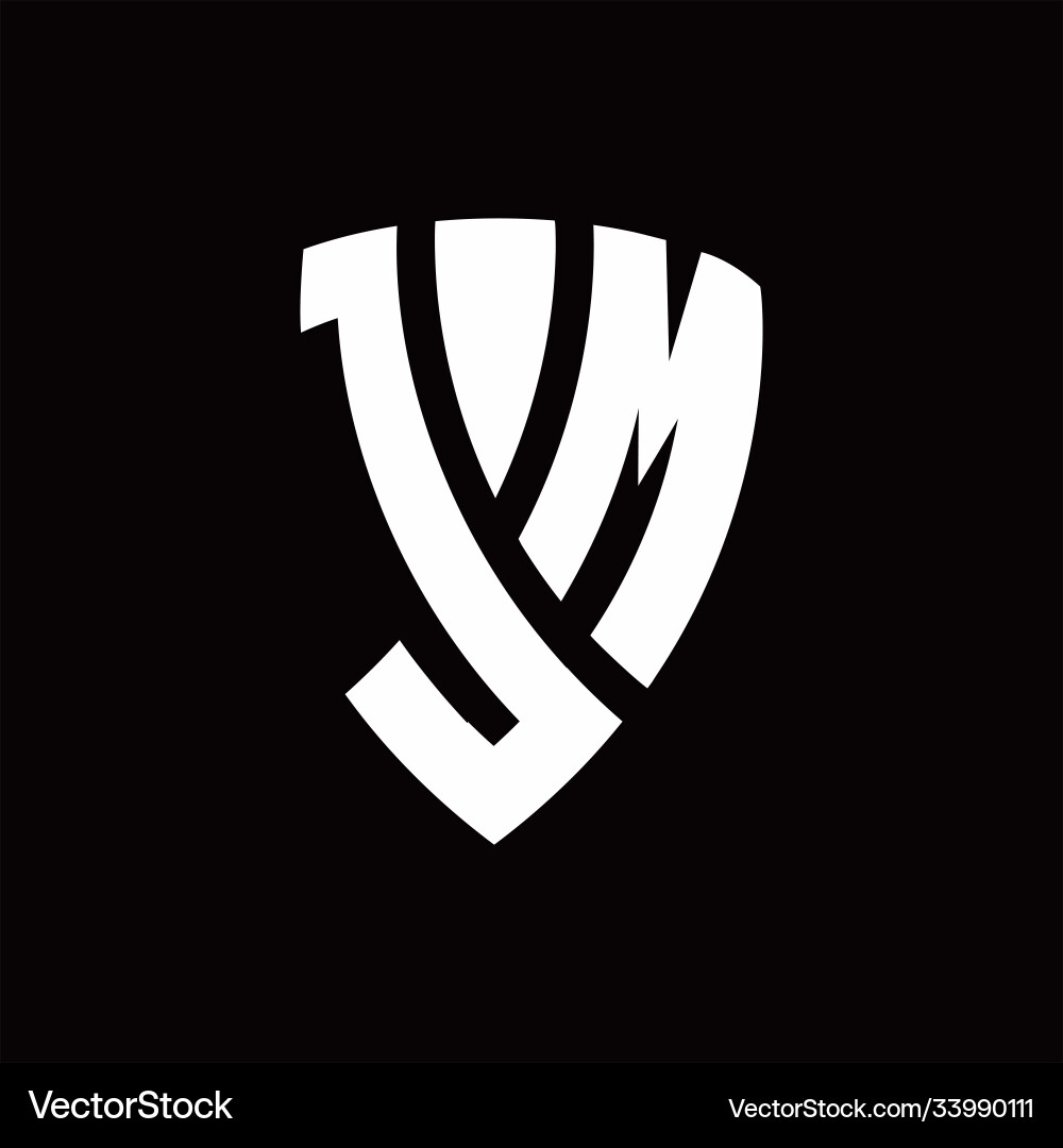 Jm logo monogram with shield elements shape vector image