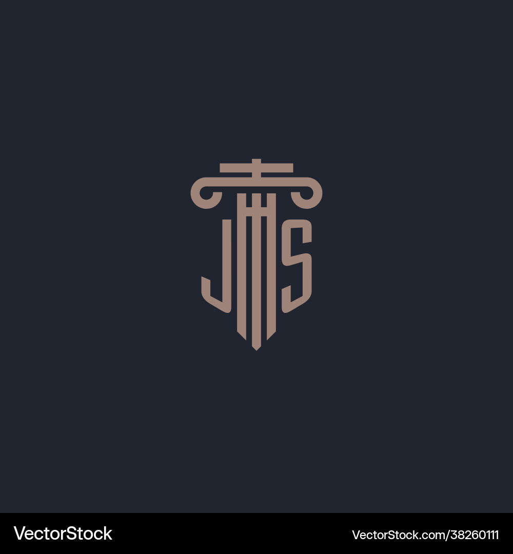 Js initial logo monogram with pillar style design Js initial logo monogram with pillar style design Vector Image
