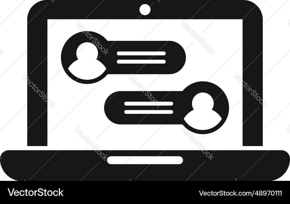 Laptop group chat icon simple share button Laptop group chat icon simple share button vector image