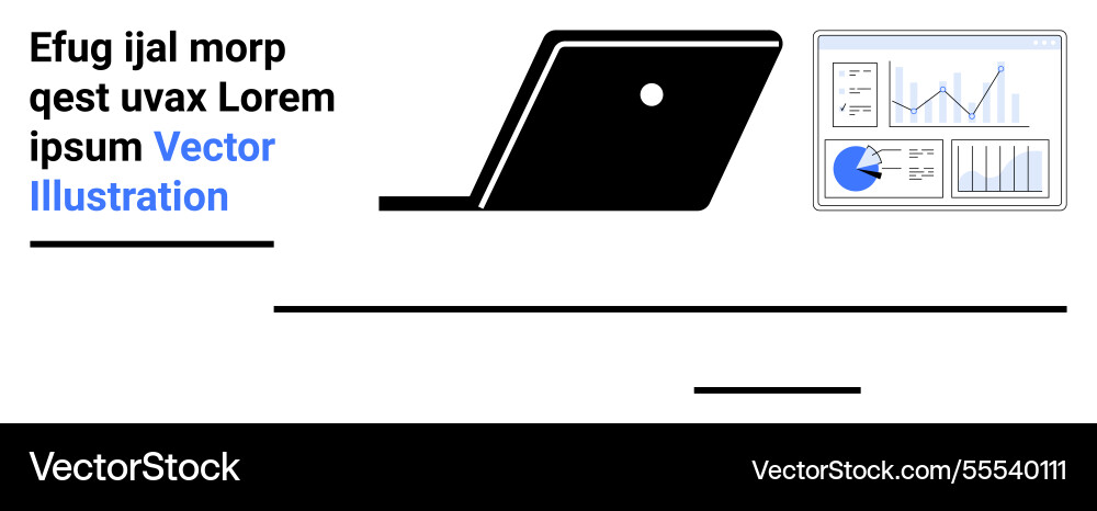 Laptop with analytics dashboard displaying charts Laptop with analytics dashboard displaying charts vector image