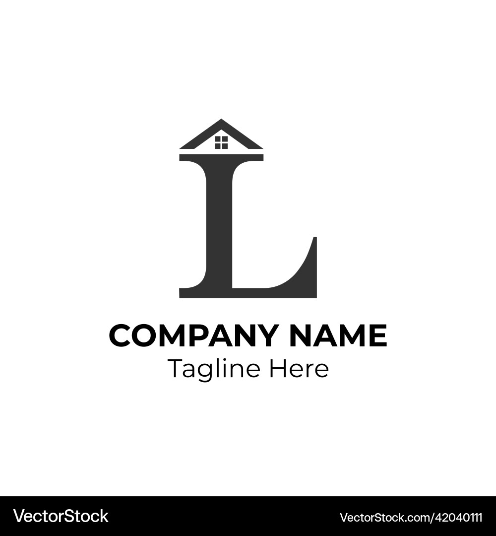 Logogram l with house element Logogram l with house element vector image