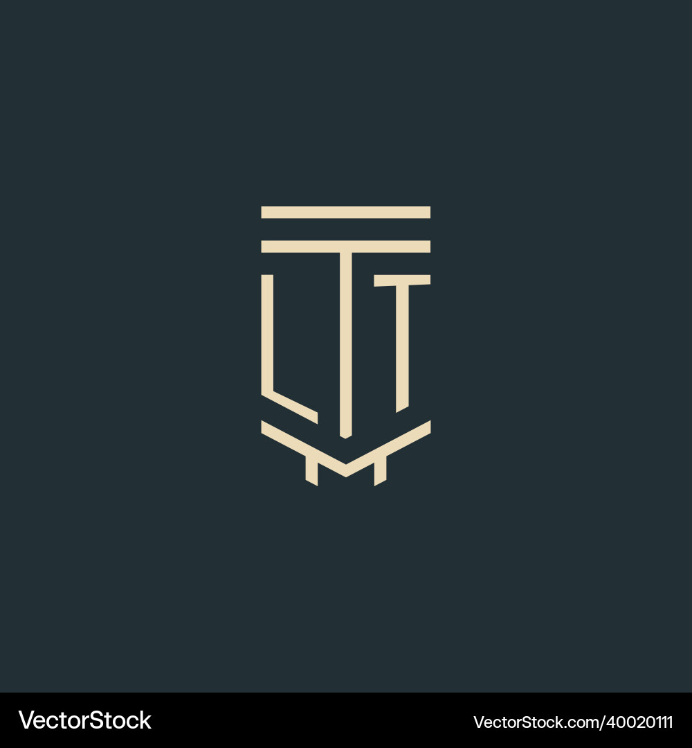 Lt initial monogram with simple line art pillar Vector Image