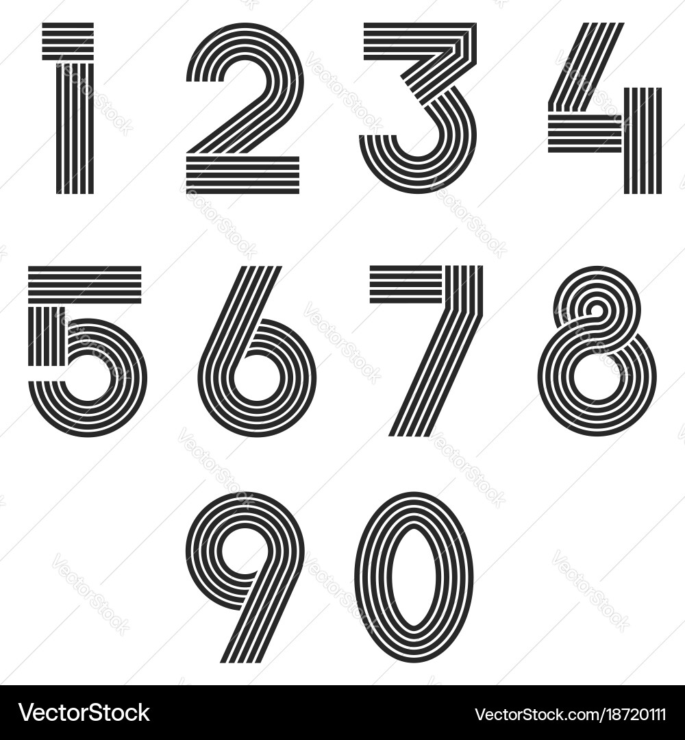 Mathematical Numbers Set - Thin Line vector image