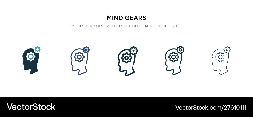 Mind gears icon in different style two colored Mind gears icon in different style two colored vector image