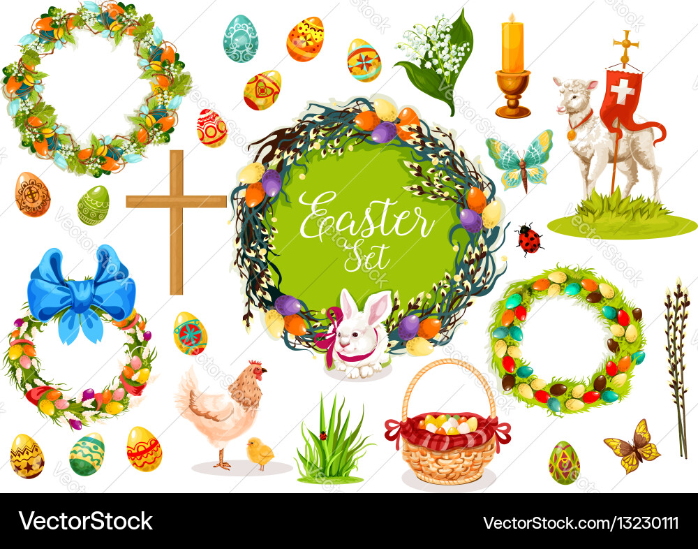 Ostern Icon Set - Frühlingsfeier Vektorbild