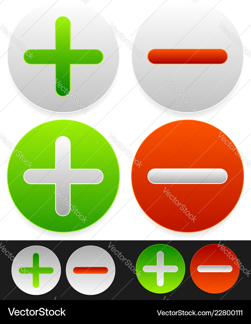 Plus Minus Icons Royalty Free Vector Image - VectorStock