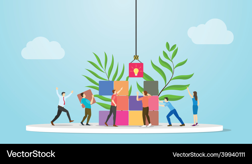 Problem solving concept with teamwork people Vector Image
