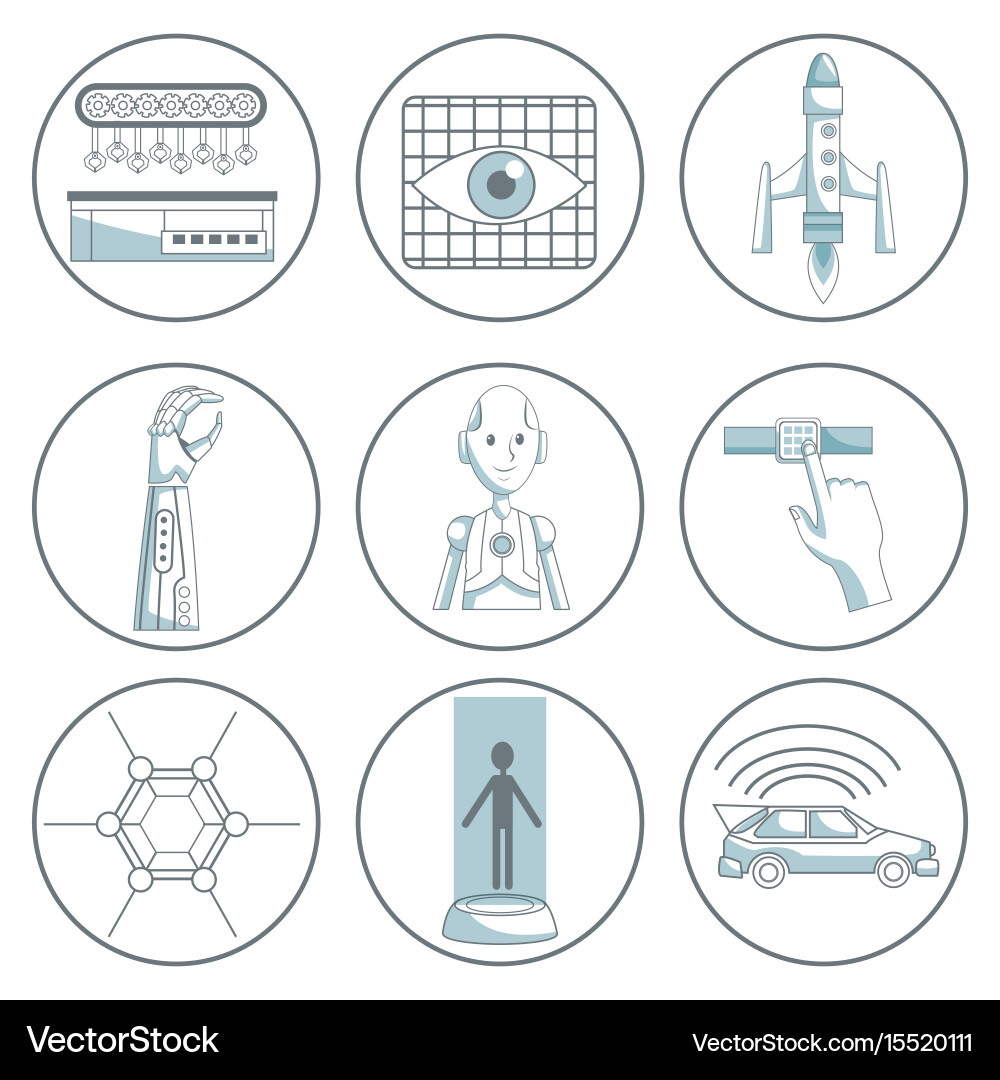 Scene silhouette color sections shading of set Vector Image
