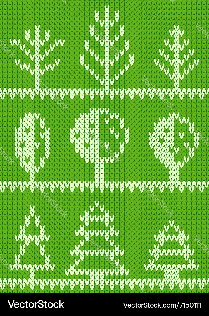 Seamless knitted pattern with trees vector image