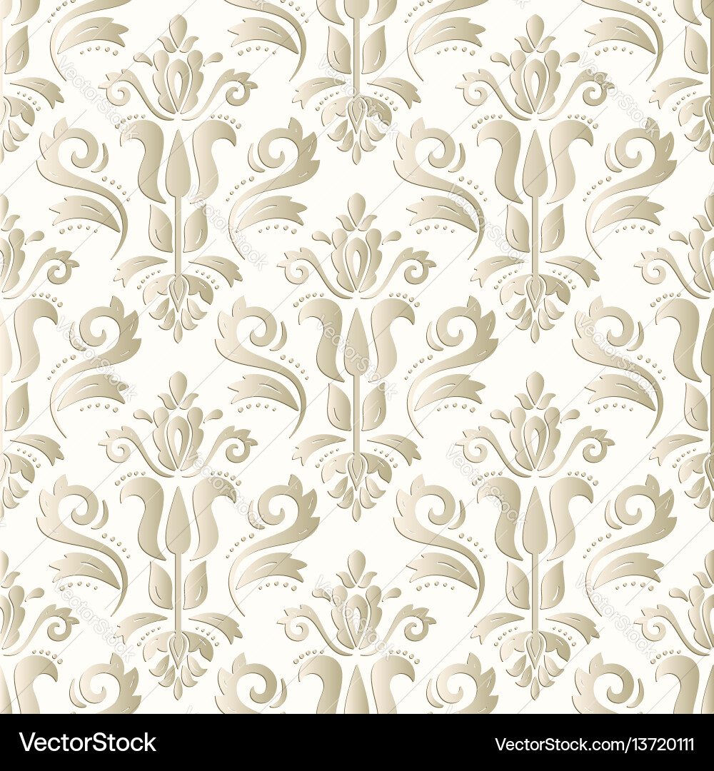 Seamless oriental pattern with 3d elements vector image