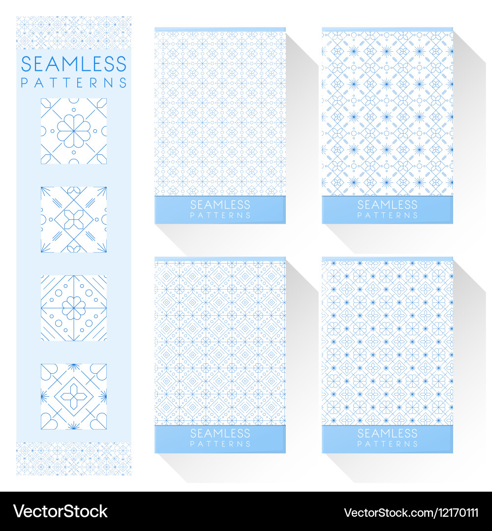 Set of simple line seamless patterns 1 vector image