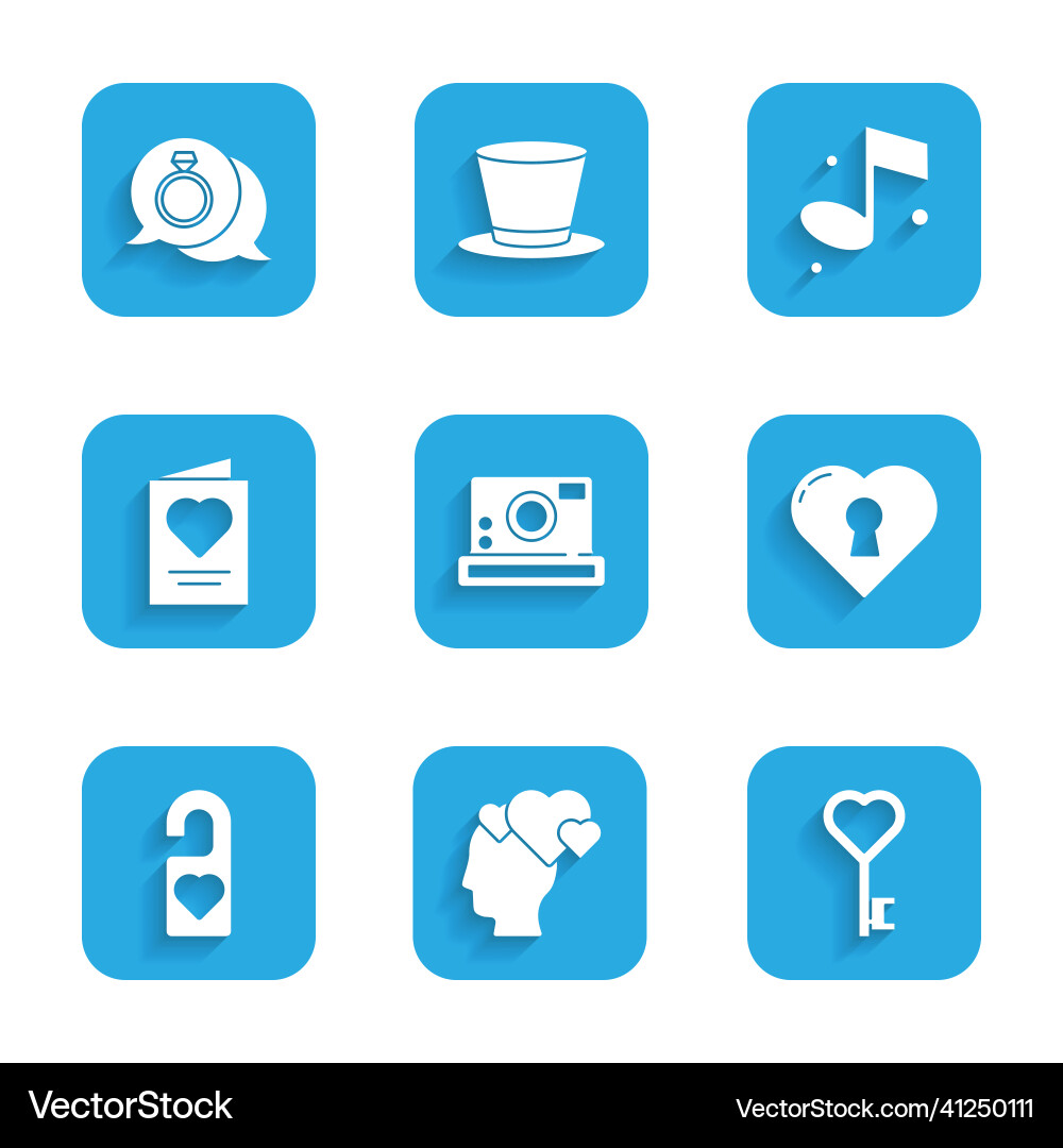 Set photo camera head with heart key in shape Set photo camera head with heart key in shape Vector Image