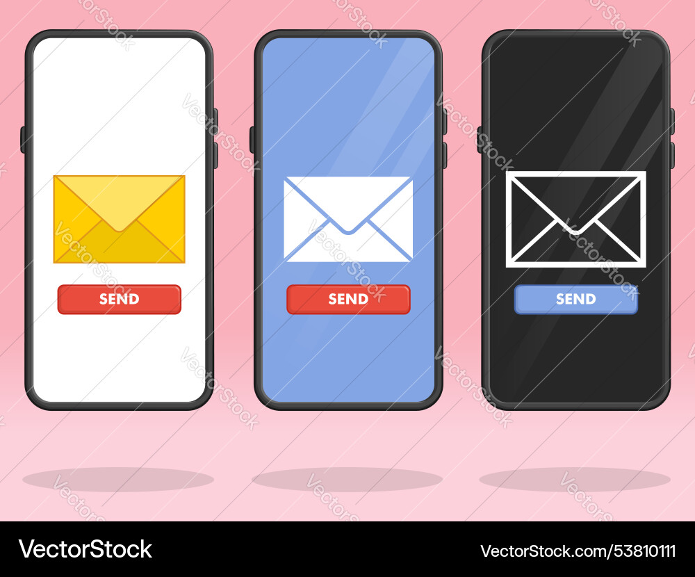 Smartphone email send button screen display vector image