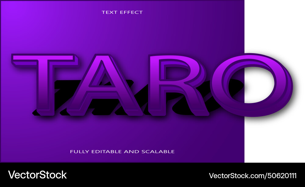 Taro editable text effect 3 dimension emboss Taro editable text effect 3 dimension emboss Vector Image